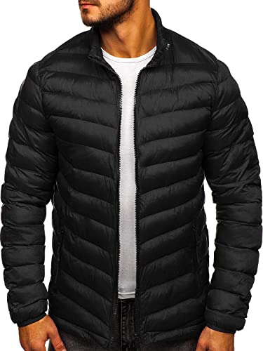 BOLF Herren Übergangsjacke Steppjacke Stehkragen Daunenjacke Reißverschluss Sportjacke Zip Wärme Freizeit Sport Basic Outdoor Casual Style SM70 Schwarz XL [4D4] von BOLF