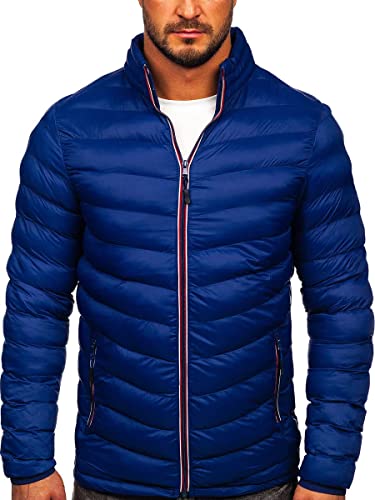 BOLF Herren Übergangsjacke Steppjacke Daunenjacke Sportjacke Freizeitjacke Reißverschluss Street Style J.STYLE SM71 Dunkelblau M [4D4] von BOLF