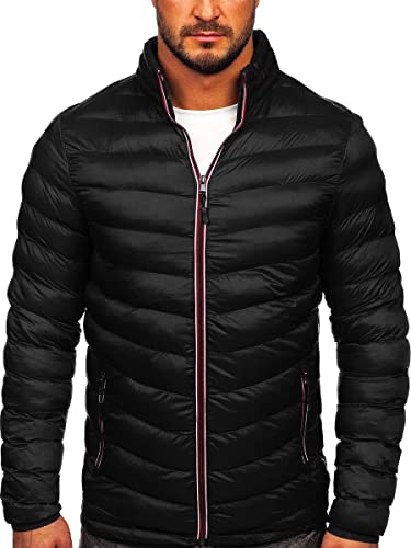 BOLF Herren Übergangsjacke Steppjacke Daunenjacke Sportjacke Freizeitjacke Reißverschluss Street Style J.STYLE SM71 Schwarz XXL [4D4] von BOLF