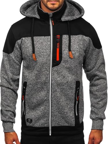 BOLF Herren Übergangsjacke Steppjacke Hybridjacke Kapuzenjacke Sportjacket Wanderjacke Freizeitjacke Outdoorjacke Funktionsjacke Hoodie Outdoor Casual Style TC1229 Anthrazit XL [4D4] von BOLF