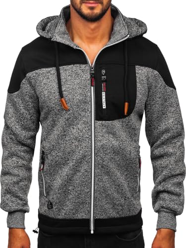 BOLF Herren Übergangsjacke Steppjacke Hybridjacke Kapuzenjacke Sportjacket Wanderjacke Freizeitjacke Outdoorjacke Funktionsjacke Hoodie Outdoor Casual Style TC1268 Anthrazit XXL [4D4] von BOLF