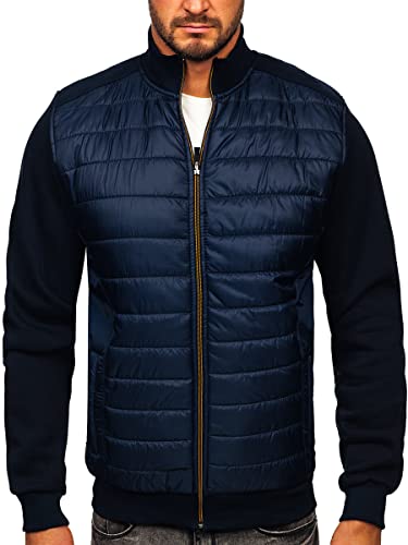 BOLF Herren Übergangsjacke Steppjacke Hybridjacke mit Stehkragen Daunenjacke Thermojacke Sportjacke Wärme Leichte Freizeit Sport Outdoor Casual Style 146307 Dunkelblau XXL [4D4] von BOLF