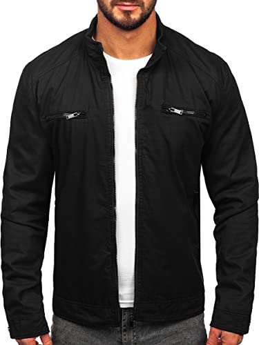 BOLF Herren Übergangsjacke Steppjacke Reißverschluss Daunen-Optik Stehkragen Freizeitjacke Sportjacke Moderne Outdoor Casual Elegant 84M3002 Schwarz M [4D4] von BOLF