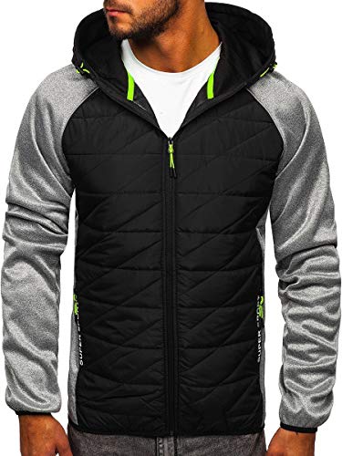 BOLF Herren Übergangsjacke Steppjacke Sportjacke Freizeitjacke Reißverschluss Street Style J.STYLE KS2145 Grau XL [4D4] von BOLF