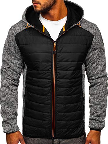 BOLF Herren Übergangsjacke Steppjacke Sportjacke Freizeitjacke Reißverschluss Street Style J.STYLE KS2155 Grau M [4D4] von BOLF