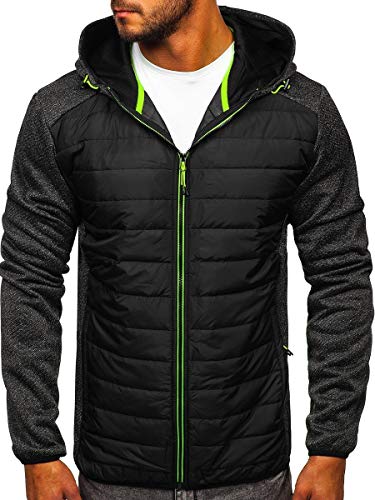 BOLF Herren Übergangsjacke Steppjacke Sportjacke Freizeitjacke Reißverschluss Street Style J.STYLE KS2155 Schwarz XL [4D4] von BOLF