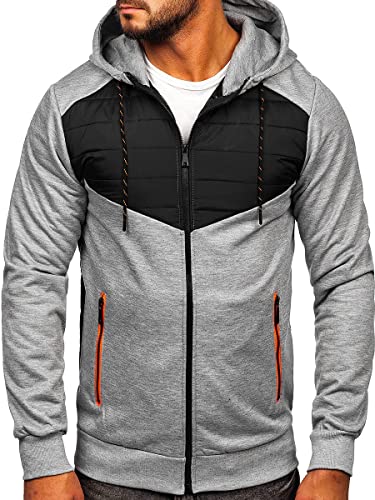 BOLF Herren Übergangsjacke Steppjacke Stehkragen Daunenjacke Reißverschluss Sportjacke Zip Wärme Freizeit Sport Basic Outdoor Casual Style KS2149 Grau XXL [4D4] von BOLF