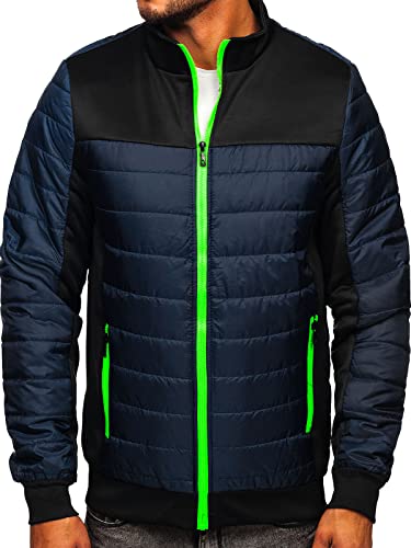 BOLF Herren Übergangsjacke Steppjacke Stehkragen Daunenjacke Reißverschluss Sportjacke Zip Wärme Freizeit Sport Basic Outdoor Casual Style M10012 Dunkelblau XXL [4D4] von BOLF