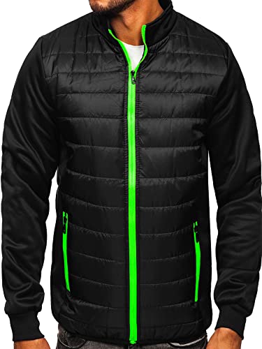 BOLF Herren Übergangsjacke Steppjacke Stehkragen Daunenjacke Reißverschluss Sportjacke Zip Wärme Freizeit Sport Basic Outdoor Casual Style M10013 Schwarz L [4D4] von BOLF