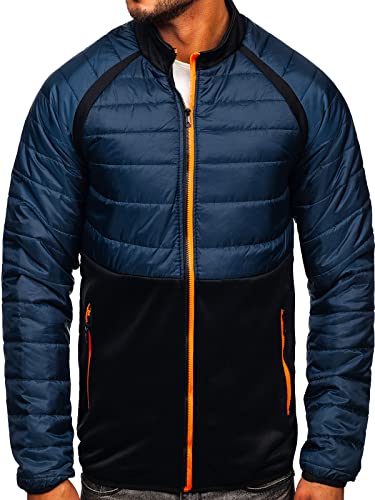 BOLF Herren Übergangsjacke Steppjacke Stehkragen Daunenjacke Reißverschluss Sportjacke Zip Wärme Freizeit Sport Basic Outdoor Casual Style M10015 Dunkelblau L [4D4] von BOLF