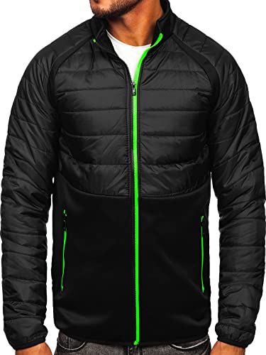 BOLF Herren Übergangsjacke Steppjacke Stehkragen Daunenjacke Reißverschluss Sportjacke Zip Wärme Freizeit Sport Basic Outdoor Casual Style M10015 Schwarz XL [4D4] von BOLF