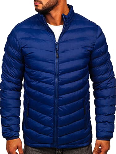 BOLF Herren Übergangsjacke Steppjacke Stehkragen Daunenjacke Reißverschluss Sportjacke Zip Wärme Freizeit Sport Basic Outdoor Casual Style SM70 Dunkelblau XL [4D4] von BOLF