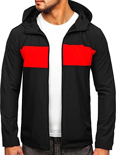 BOLF Herren Übergangsjacke mit Kapuze Regenjacke Funktionsjacke Winddicht Wasserdicht Sportjacke Trekkingjacke Atmungsaktiv Outdoor Style HM147 Schwarz XXL [4D4] von BOLF