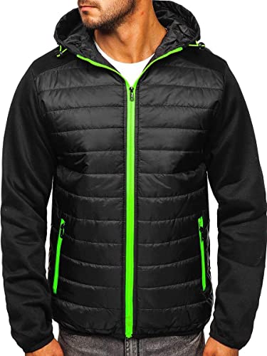 BOLF Herren Übergangsjacke mit Kapuze Sweatjacke mit Reißverschluss Steppjacke Sportlicher Stil J.STYLE TY12 Schwarz M [4D4] von BOLF