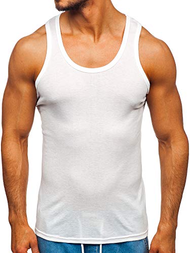 BOLF Herren Unterhemd Tank-Top Rundhalsausschnitt Basic Sport Style J.Style NB001 Weiß L [3C3] von BOLF