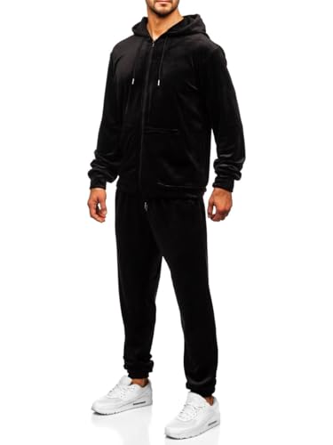 BOLF Herren Velours Sportanzug Jogginganzug Trainingsanzüge Fitnessanzug Hoodie Kapuzenpullover Set Tracksuit Workout Sport Fitness Running Gym Sportswear 8C1538A1 Schwarz XL [8H8] von BOLF