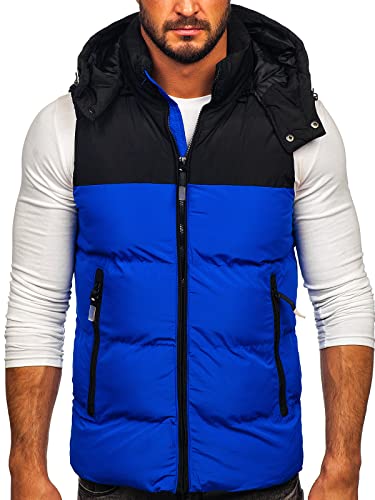 BOLF Herren Weste Bodywarmer Steppweste Daunenweste Funktionsweste Vest Ärmellose Sportweste Kapuzenweste Wärme Freizeit Outdoor Slim Fit Modellauswahl J.BOYZ 1189 Blau L [1U1] von BOLF