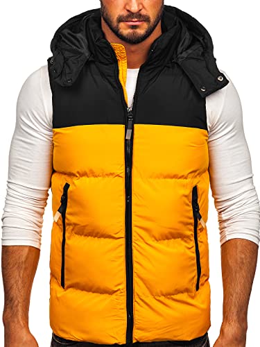 BOLF Herren Weste Bodywarmer Steppweste Daunenweste Funktionsweste Vest Ärmellose Sportweste Kapuzenweste Wärme Freizeit Outdoor Slim Fit Modellauswahl J.Boyz 1189 Camel L [1U1] von BOLF