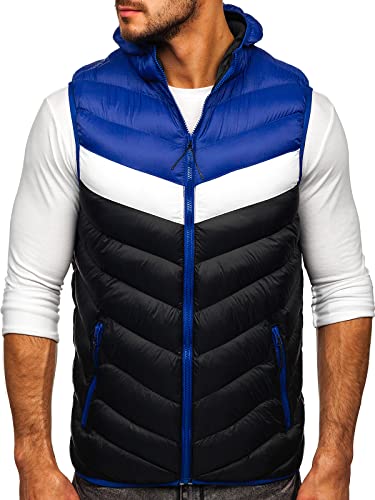 BOLF Herren Weste mit Kapuze Steppweste Bodywarmer Kapuzenweste Daunenweste Reißverschluss Weste Ärmellose Sportweste Zip Wärme Freizeit Outdoor Style HDL88004 Dunkelblau M [1U1] von BOLF