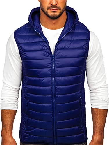 BOLF Herren Weste Bodywarmer Steppweste Daunenweste Funktionsweste Vest Ärmellose Sportweste Kapuzenweste Wärme Freizeit Outdoor Slim Fit Modellauswahl JSTYLE LY36 Dunkelblau L [1U1] von BOLF