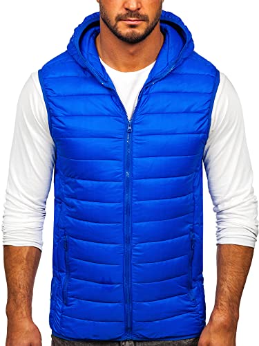 BOLF Herren Weste Bodywarmer Steppweste Daunenweste Funktionsweste Vest Ärmellose Sportweste Kapuzenweste Wärme Freizeit Outdoor Slim Fit Modellauswahl JSTYLE LY36 Kobaltblau L [1U1] von BOLF