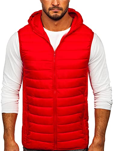 BOLF Herren Weste Bodywarmer Steppweste Daunenweste Funktionsweste Vest Ärmellose Sportweste Kapuzenweste Wärme Freizeit Outdoor Slim Fit Modellauswahl JSTYLE LY36 Rot L [1U1] von BOLF