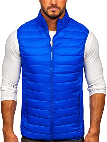 BOLF Herren Weste Bodywarmer Steppweste Daunenweste Funktionsweste Vest Ärmellose Sportweste Kapuzenweste Wärme Freizeit Outdoor Slim Fit ModellauswahlJSTYLE LY32 Blau L [1U1] von BOLF