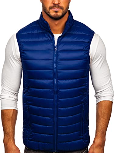 BOLF Herren Weste Bodywarmer Steppweste Daunenweste Funktionsweste Vest Ärmellose Sportweste Kapuzenweste Wärme Freizeit Outdoor Slim Fit ModellauswahlJSTYLE LY32 Dunkelblau L [1U1] von BOLF