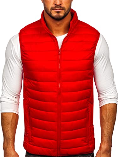 BOLF Herren Weste Bodywarmer Steppweste Daunenweste Funktionsweste Vest Ärmellose Sportweste Kapuzenweste Wärme Freizeit Outdoor Slim Fit ModellauswahlJSTYLE LY32 Rot M [1U1] von BOLF