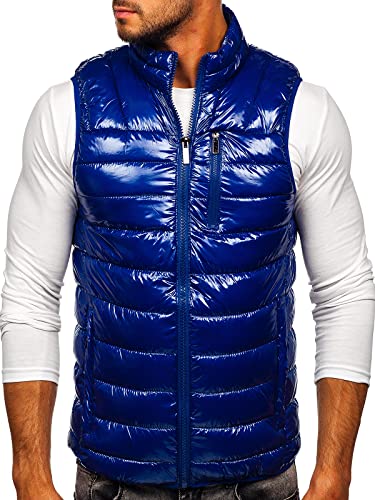 BOLF Herren Weste Stehkragen Steppweste Bodywarmer Daunenweste Reißverschluss Weste Ärmellose Sportweste Zip Wärme Freizeit Outdoor Style R0109A Blau 3XL [1U1] von BOLF