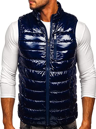 BOLF Herren Weste Stehkragen Steppweste Bodywarmer Daunenweste Reißverschluss Weste Ärmellose Sportweste Zip Wärme Freizeit Outdoor Style R0109A Dunkelblau 3XL [1U1] von BOLF