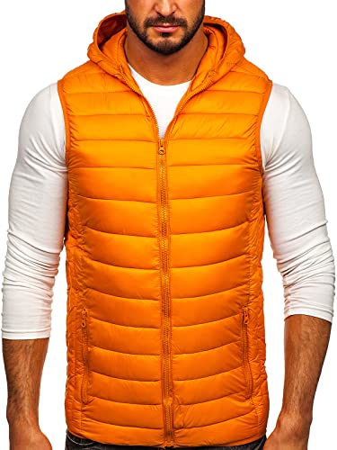 BOLF Herren Weste mit Kapuze Steppweste Bodywarmer Kapuzenweste Daunenweste Reißverschluss Weste Ärmellose Sportweste Zip Wärme Freizeit Outdoor Style LY36 Camel L [1U1] von BOLF