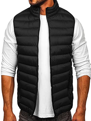 BOLF Herren Weste mit Stehkragen Steppweste Bodywarmer Daunenweste Reißverschluss Ärmellose Sportweste Zip Wärme Freizeit Outdoor Style 5M711 Schwarz M [1U1] von BOLF