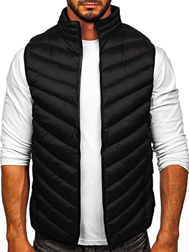 BOLF Herren Weste mit Stehkragen Steppweste Bodywarmer Daunenweste Reißverschluss Ärmellose Sportweste Zip Wärme Freizeit Outdoor Style 5M752 Schwarz XXL [1U1] von BOLF