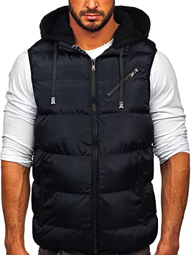 BOLF Herren Weste mit Stehkragen Steppweste Bodywarmer Daunenweste Reißverschluss Ärmellose Sportweste Zip Wärme Freizeit Outdoor Style 7126 Dunkelblau S [1U1] von BOLF