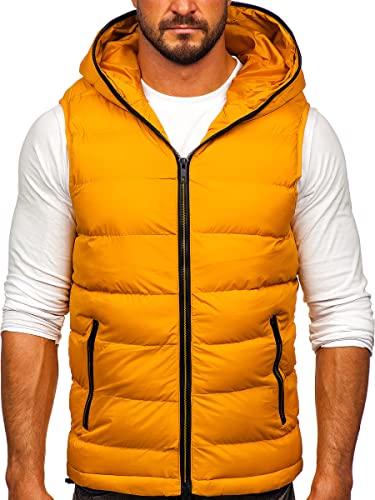 BOLF Herren Weste mit Stehkragen Steppweste Bodywarmer Daunenweste Reißverschluss Ärmellose Sportweste Zip Wärme Freizeit Outdoor Style 7M805 Camel M [1U1] von BOLF