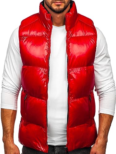 BOLF Herren Weste mit Stehkragen Steppweste Bodywarmer Daunenweste Reißverschluss Ärmellose Sportweste Zip Wärme Freizeit Outdoor Style 9968 Rot L [1U1] von BOLF