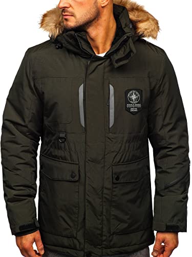 BOLF Herren Winterjacke Gefüttert mit Kapuze Kapuzenjacke Wärm Winter Herbst Freizeit Outdoor Casual Style 1827 Grün XXL [4D4] von BOLF