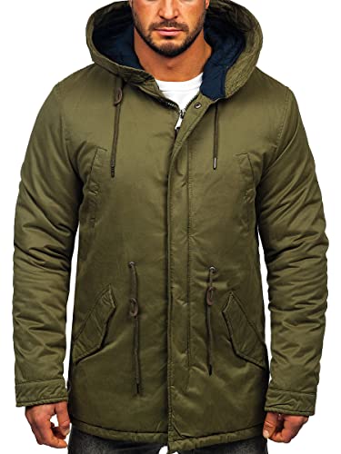 BOLF Herren Winterjacke Gefüttert mit Kapuze Parka Wintermantel Kapuzenjacke Lang Wärm Winter Herbst Freizeit Outdoor Casual Style 1793 Grün XL [4D4] von BOLF