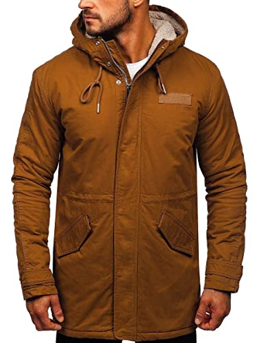 BOLF Herren Winterjacke Parka Gefüttert Kapuze Casual Style EXTREME EX838 Camel L [4D4] von BOLF