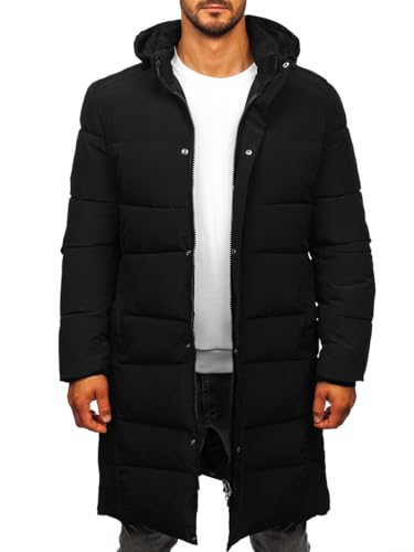 BOLF Herren Winterjacke Parka Jacke mit Kapuze Wintermantel Gefüttert Winterparka Lang Warme Zip Outdoor Casual Style 31M5009 Schwarz S [4D4] von BOLF