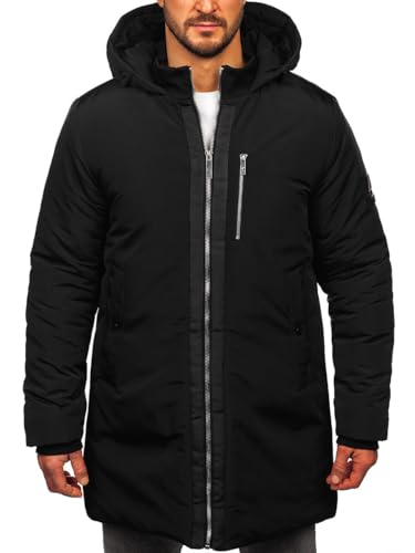 BOLF Herren Winterjacke Parka Jacke mit Kapuze Wintermantel Gefüttert Winterparka Lang Warme Zip Outdoor Casual Style 5M3121 Schwarz XL [4D4] von BOLF