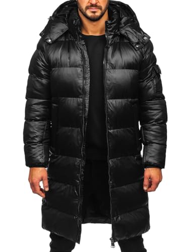 BOLF Herren Winterjacke Parka Jacke mit Kapuze Wintermantel Gefüttert Winterparka Lang Warme Zip Outdoor Casual Style 9971 Schwarz XL [4D4] von BOLF