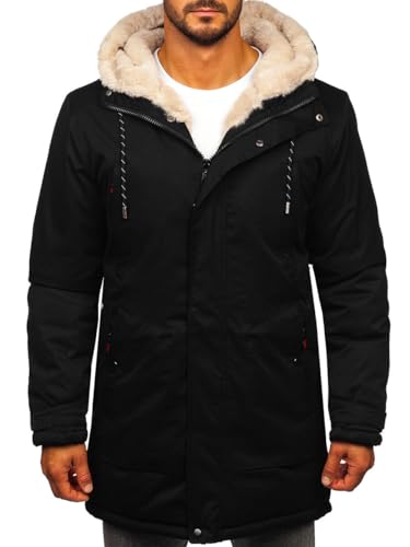 BOLF Herren Winterjacke Parka Jacke mit Kapuze Wintermantel Steppjacke Pufferjacke Mantel Daunenjacke Outdoorjacke Wärme Lange Zip Freizeit Sport Basic Casual 5M3132 Schwarz XXL [4D4] von BOLF
