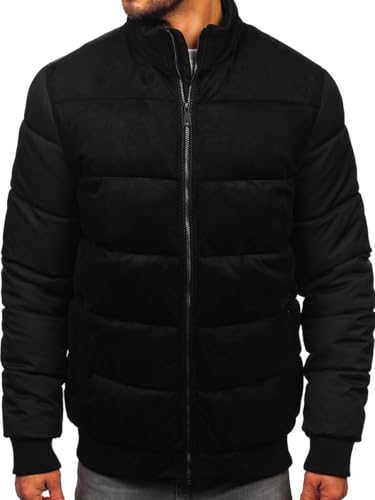 BOLF Herren Winterjacke Puffer Wintermantel Daunenjacken Steppjacke Kapuze Winter Übergangsjacke Gefüttert Wärm Reißverschluss Outdoor Casual Style 22M336A1 Schwarz XL [4D4] von BOLF