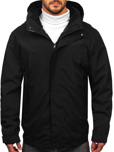 BOLF Herren Winterjacke Puffer Wintermantel Daunenjacken Steppjacke Kapuze Winter Übergangsjacke Gefüttert Wärm Reißverschluss Outdoor Casual Style 5M3262 Schwarz XL [4D4] von BOLF