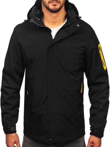 BOLF Herren Winterjacke Puffer Wintermantel Daunenjacken Steppjacke Kapuze Winter Übergangsjacke Gefüttert Wärm Reißverschluss Outdoor Casual Style 5M3263 Schwarz XXL [4D4] von BOLF