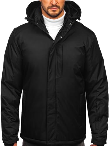 BOLF Herren Winterjacke Skijacke Snowboardjacke mit Reißverschluss Schneejacke Kapuze Schneefang Bündchen Winddicht Wasserdicht Atmungsaktiv Outdoor Freizeit Sport 91M9906A1 Schwarz 3XL [4D4] von BOLF