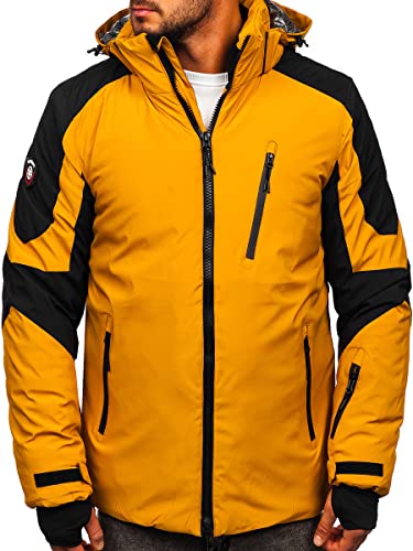 BOLF Herren Winterjacke Skijacke Snowboardjacke mit Reißverschluss und Kapuze Bündchen Outdoor Freizeit 6576 Camel S [4D4] von BOLF