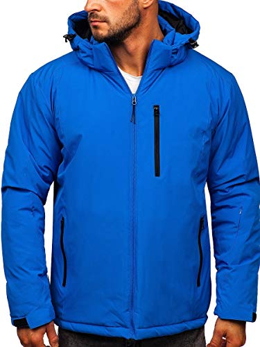 BOLF Herren Winterjacke Skijacke Snowboardjacke mit Reißverschluss und Kapuze Bündchen Outdoor Freizeit Mix J.STYLE HH011 Blau M [4D4] von BOLF